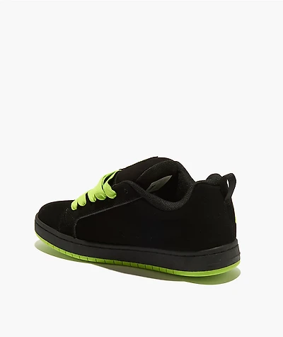 DC Court Graffik Black & Lime Green Skate Shoes