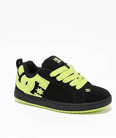 DC Court Graffik Black & Lime Green Skate Shoes