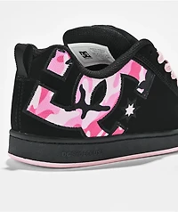 DC Court Graffik Black & Pink Camo Skate Shoes
