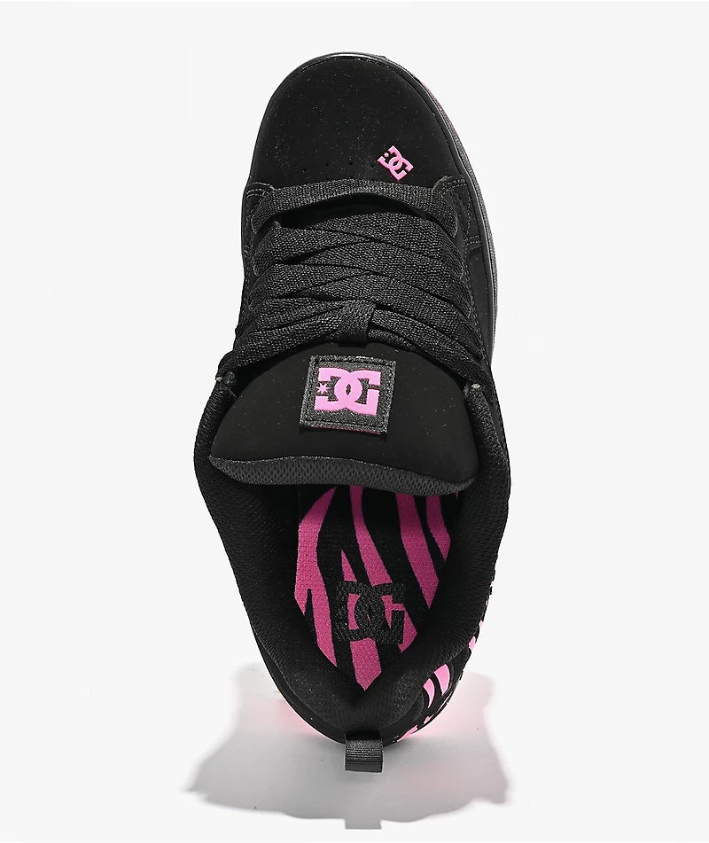 DC Court Graffik Black & Pink Zebra Skate Shoes