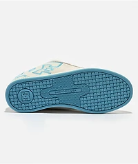 DC Court Graffik Off White & Pastel Blue Skate Shoes