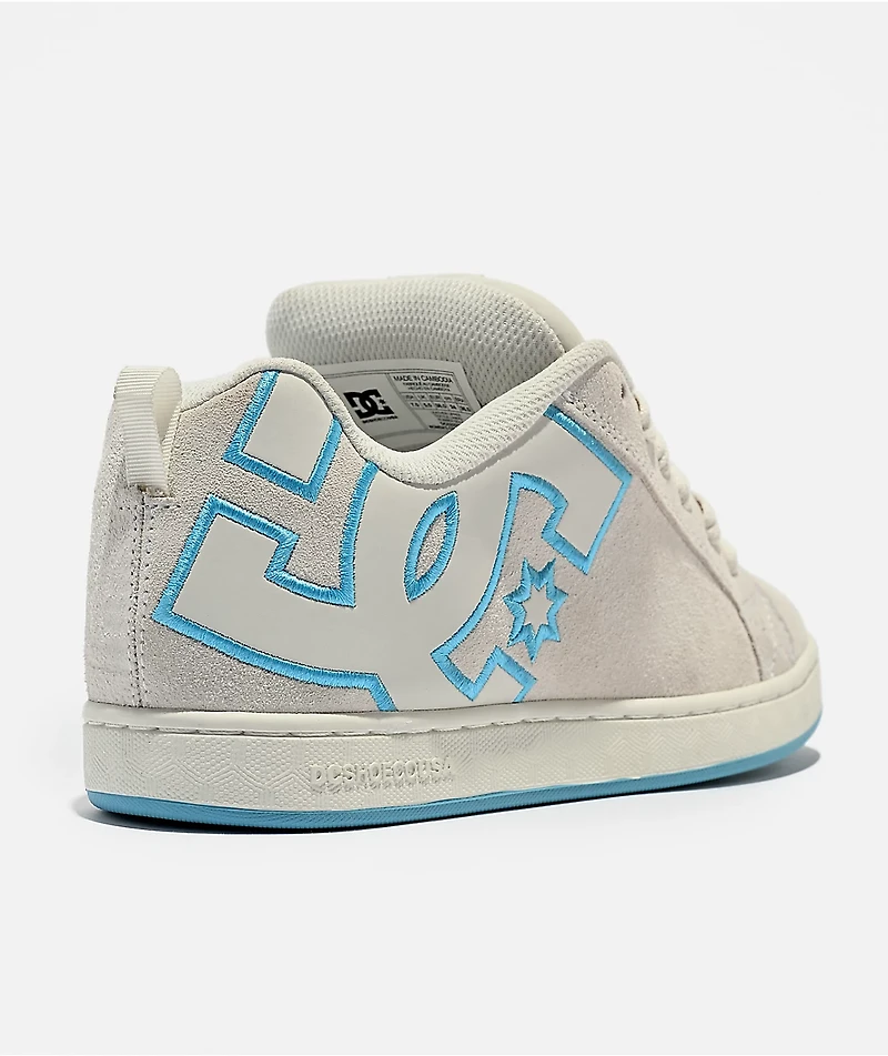 DC Court Graffik Off White & Pastel Blue Skate Shoes