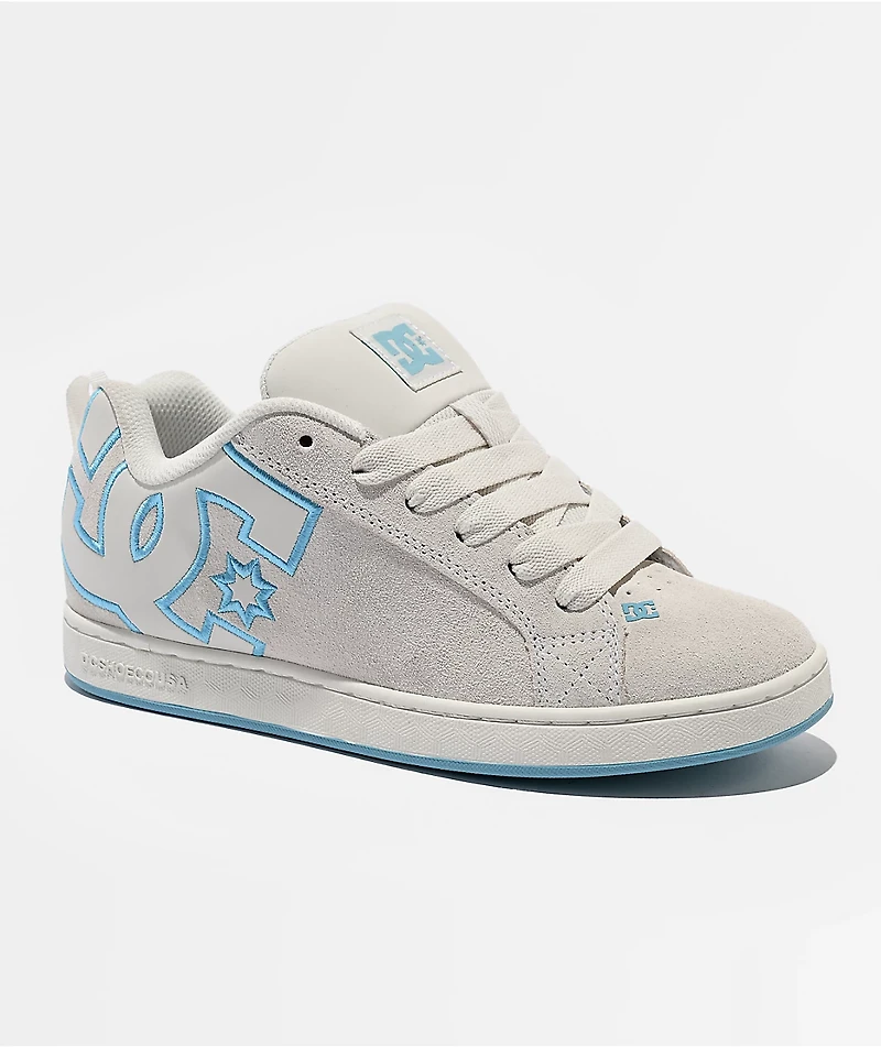 DC Court Graffik Off White & Pastel Blue Skate Shoes