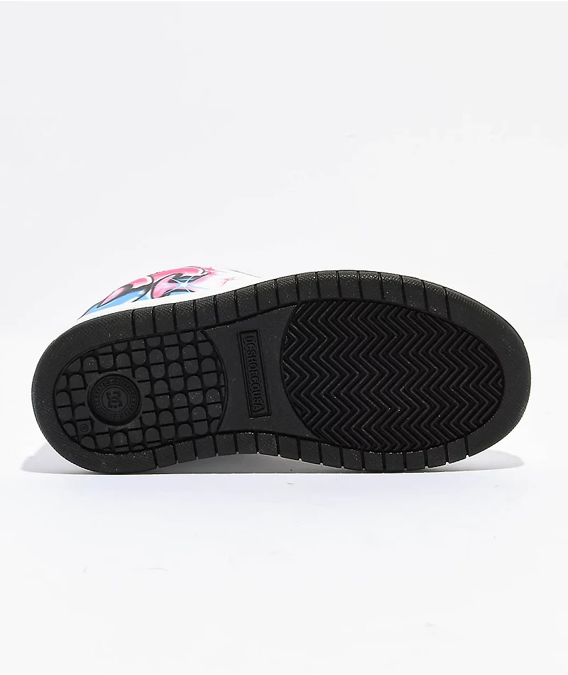 DC Court Graffik Pink, White & Blue Skate Shoes