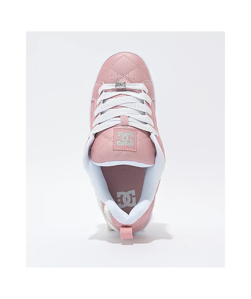 DC Court Graffik SE Pink & Silver Skate Shoes