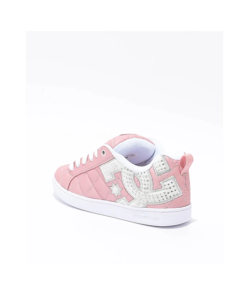 DC Court Graffik SE Pink & Silver Skate Shoes