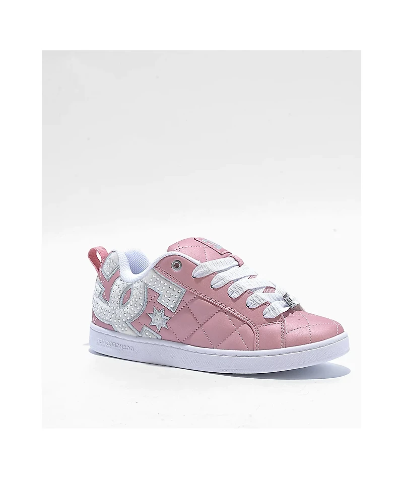 DC Court Graffik SE Pink & Silver Skate Shoes