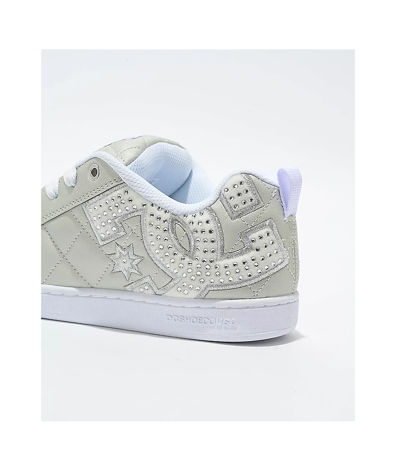 DC Court Graffik SE Silver & White Skate Shoes