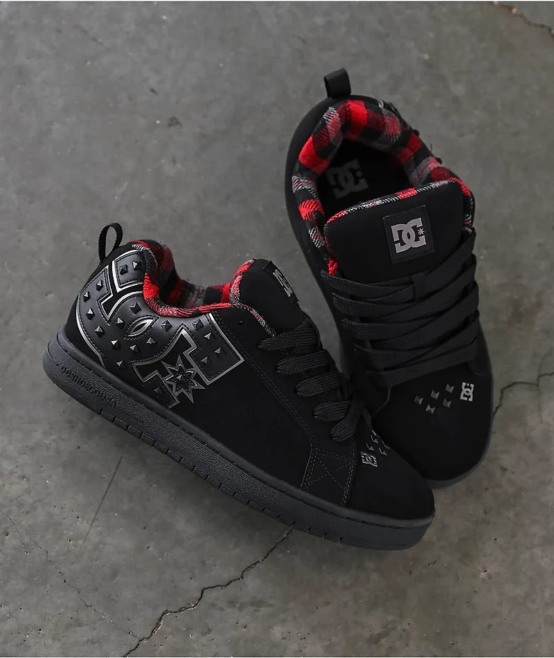 DC Court Graffik Studded Black Skate Shoes