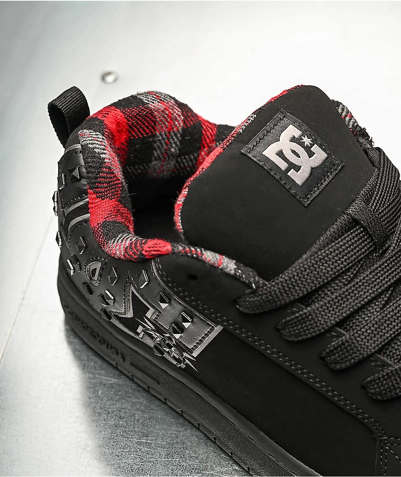 DC Court Graffik Studded Black Skate Shoes
