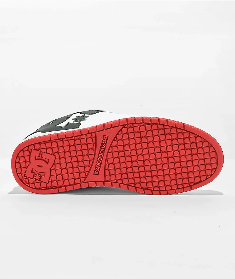 DC Court Graffik White, Grey, & Red Skate Shoes