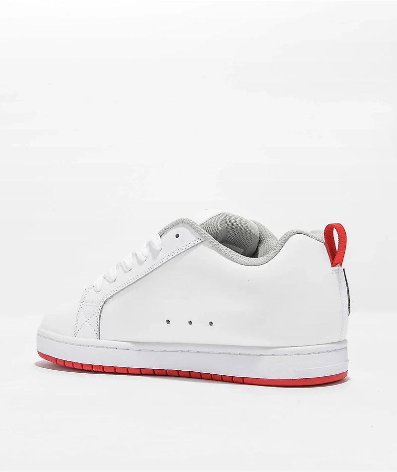 DC Court Graffik White, Grey, & Red Skate Shoes