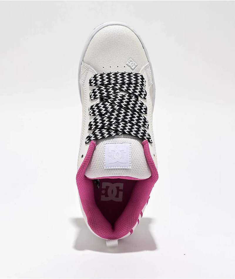 DC Court Graffik White, Pink & Black Skate Shoes