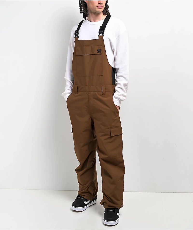 DC Docile Brown 10K Snowboard Bib Pants
