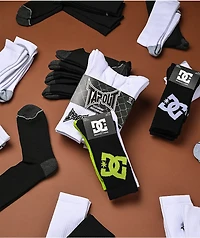 DC Graffik Logo 3 Pack Black, White & Green Crew Socks