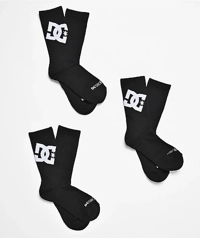 DC Graffik Logo 3 Pack Black Crew Socks