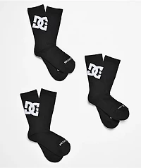 DC Graffik Logo 3 Pack Black Crew Socks