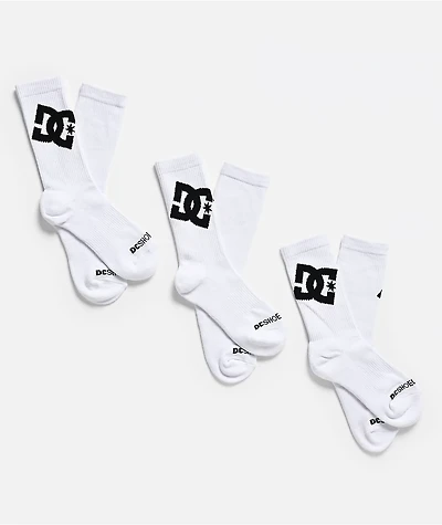 DC Graffik Logo 3 Pack White Crew Socks