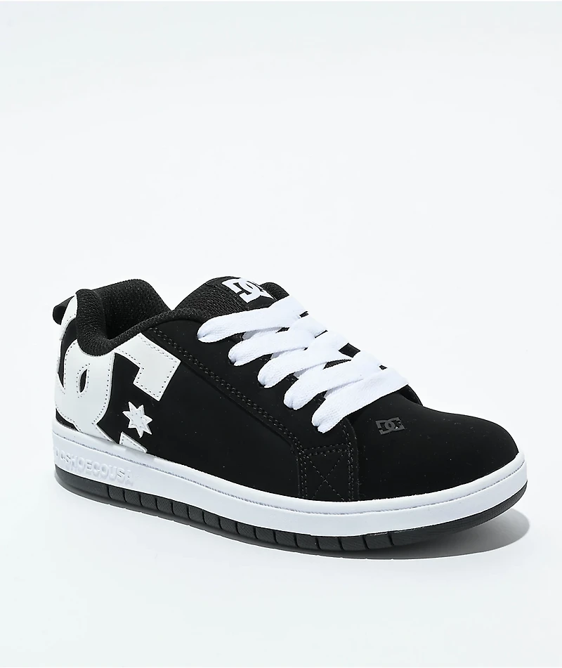 DC Kids' Court Graffik Black & White Skate Shoes