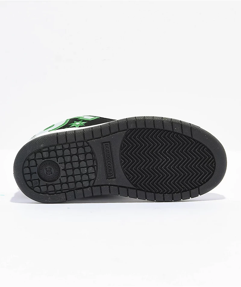 DC Kids Court Graffik Black, Grey & Green Skate Shoes