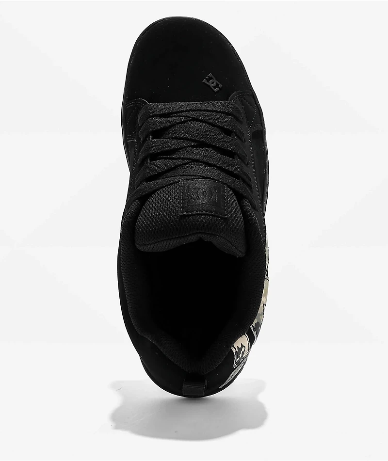 DC Kids Court Graffik Black & Camo Skate Shoes