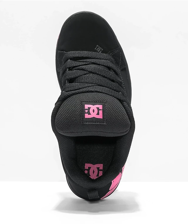 DC Kids Court Graffik Black & Hot Pink Skate Shoes