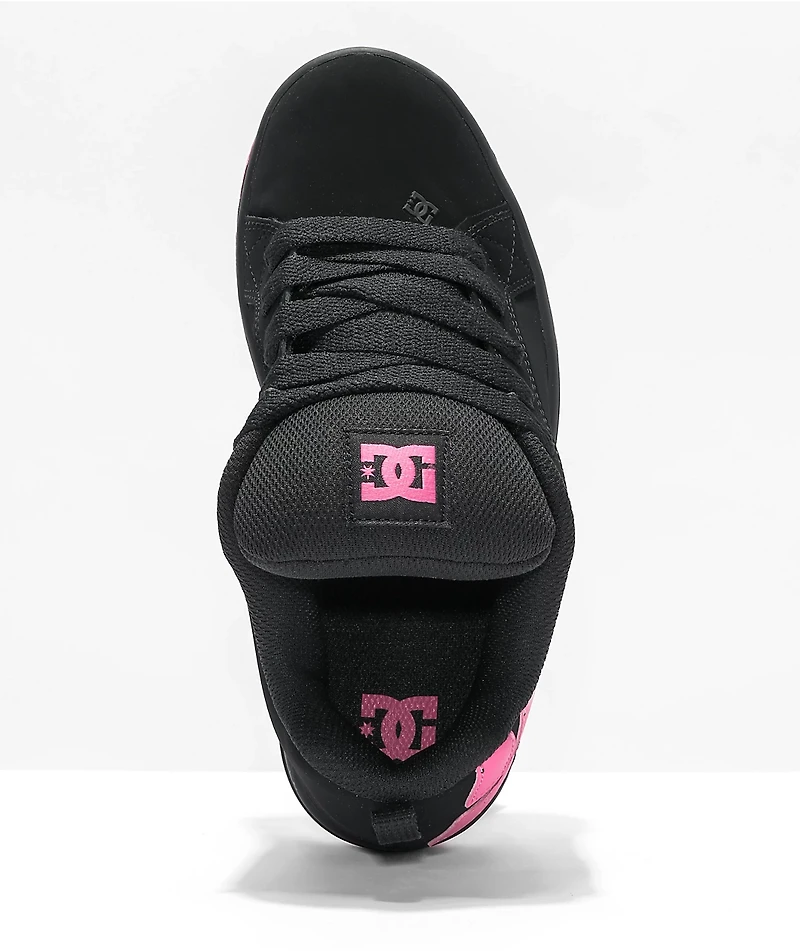 DC Kids Court Graffik Black & Hot Pink Skate Shoes
