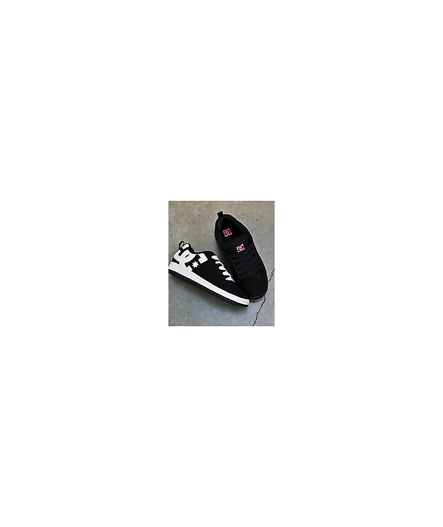 DC Kids Court Graffik Black & Hot Pink Skate Shoes