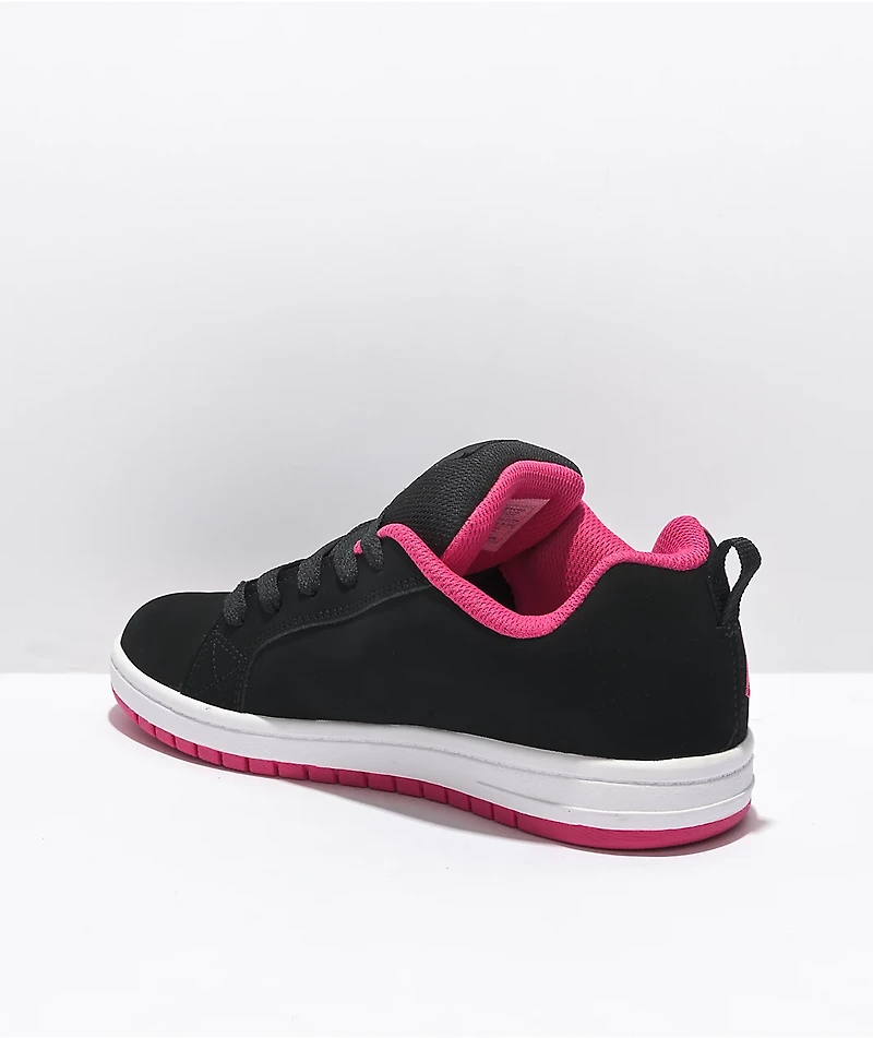 DC Kids Court Graffik Black & Hot Pink Skate Shoes