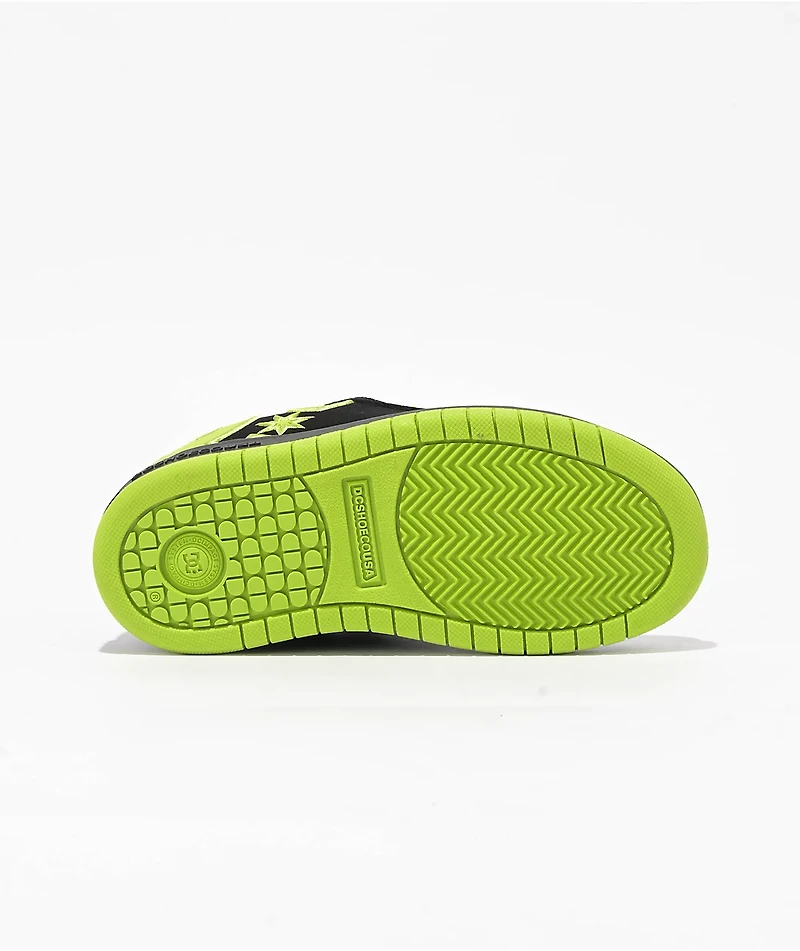 DC Kids Court Graffik Black & Lime Green Skate Shoes
