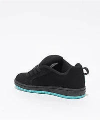 DC Kids Court Graffik Black & Turquoise Skate Shoes