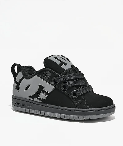 DC Kids Court Graffik Puff Black & Grey Skate Shoes