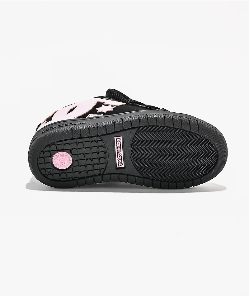 DC Kids Court Graffik Puff Black & Pink Skate Shoes