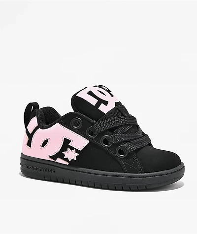 DC Kids Court Graffik Puff Black & Pink Skate Shoes