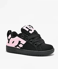 DC Kids Court Graffik Puff Black & Pink Skate Shoes