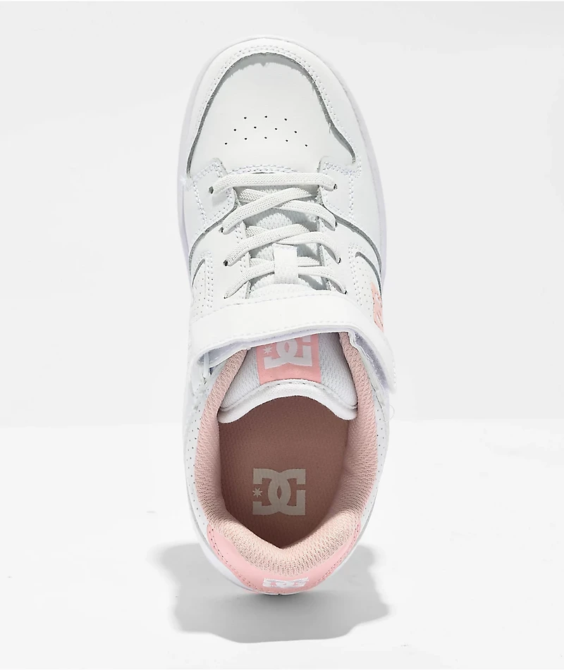 DC Kids Manteca 4 V White & Pink Skate Shoes