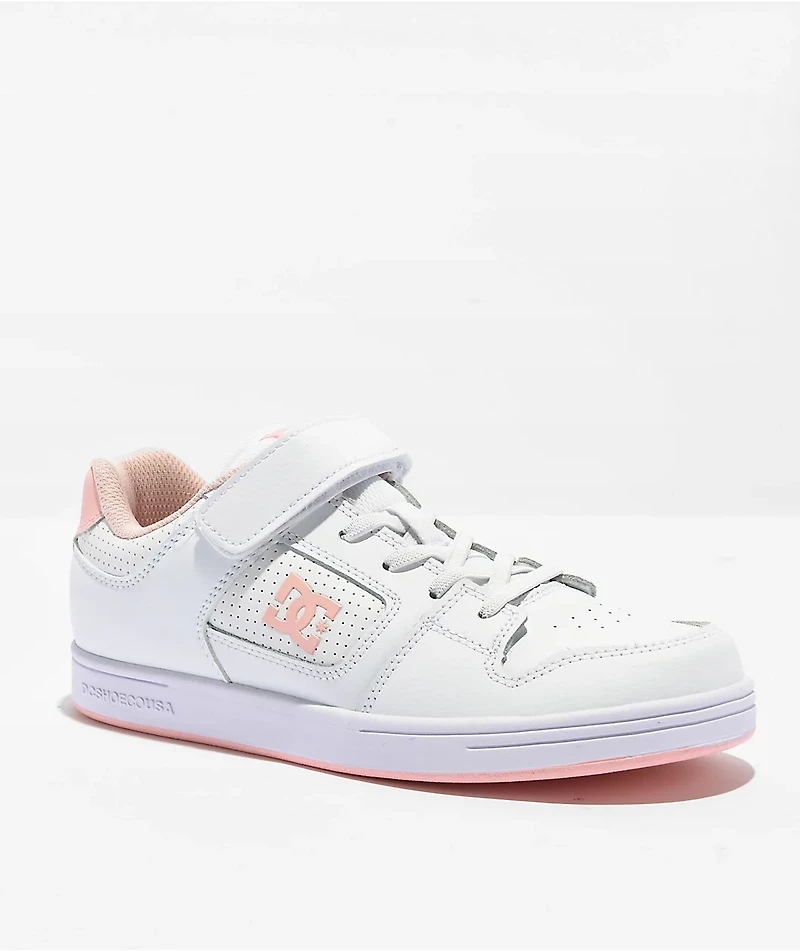 DC Kids Manteca 4 V White & Pink Skate Shoes