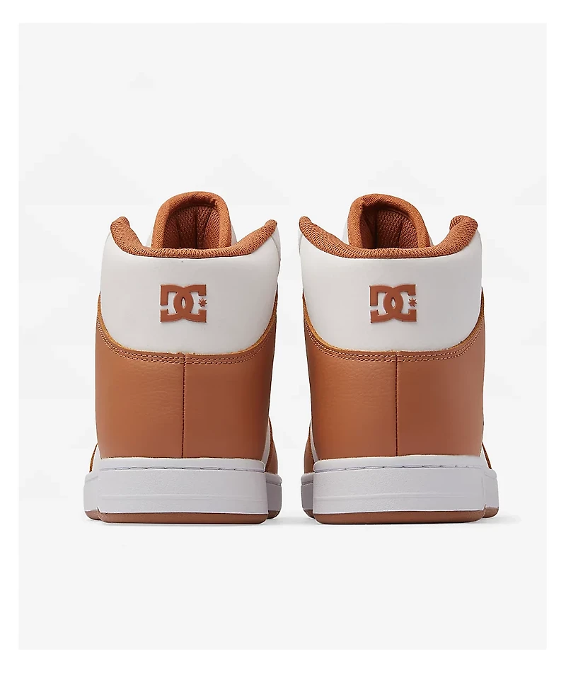 DC Manteca 4 Hi White & Light Brown Skate Shoes