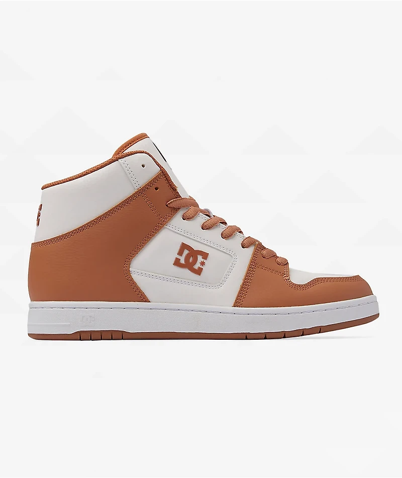 DC Manteca 4 Hi White & Light Brown Skate Shoes