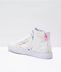 DC Manual Hi TX SE White & Paint Splatter Skate Shoes