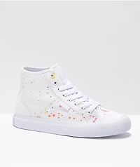 DC Manual Hi TX SE White & Paint Splatter Skate Shoes