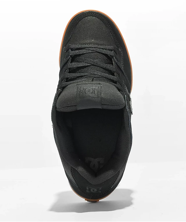 DC Pure Black Gum Skate Shoes Connecticut Post Mall