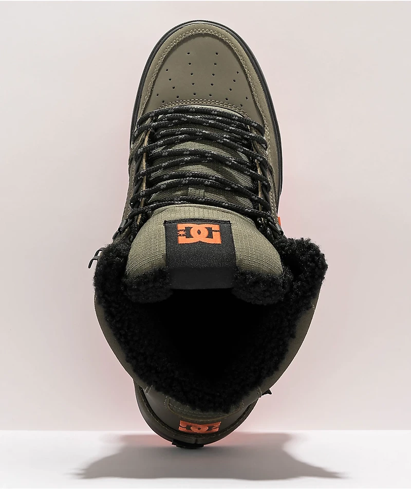 DC Pure Hi Olive & Orange Winter Shoes