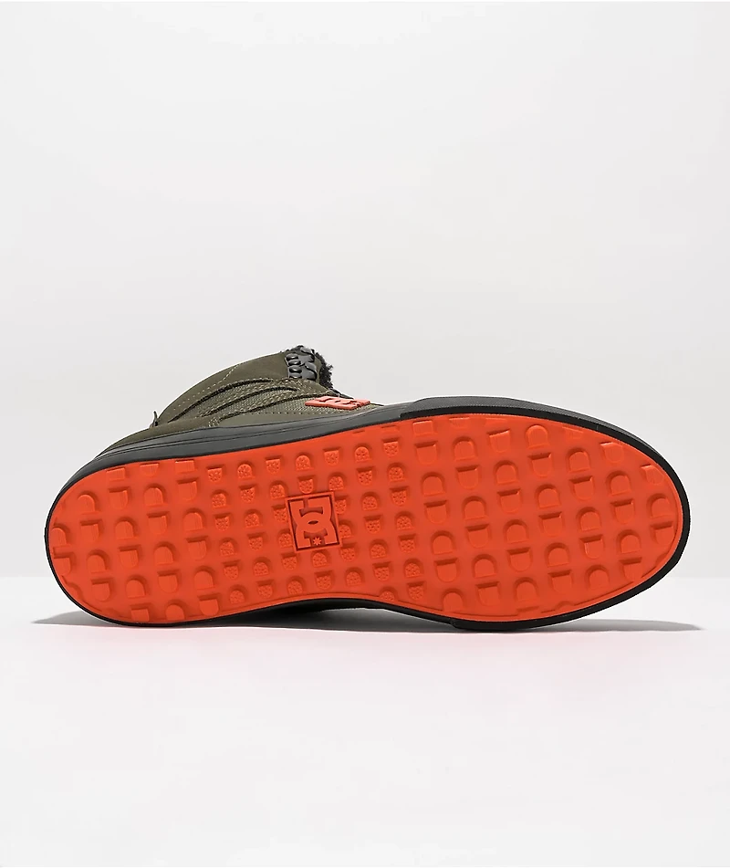 DC Pure Hi Olive & Orange Winter Shoes