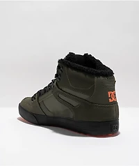 DC Pure Hi Olive & Orange Winter Shoes