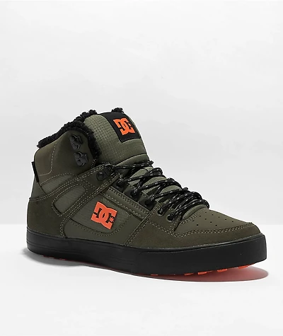 DC Pure Hi Olive & Orange Winter Shoes