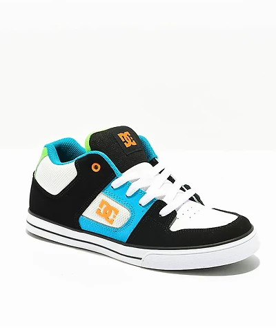 DC Pure Mid Black, White & Blue Skate Shoes