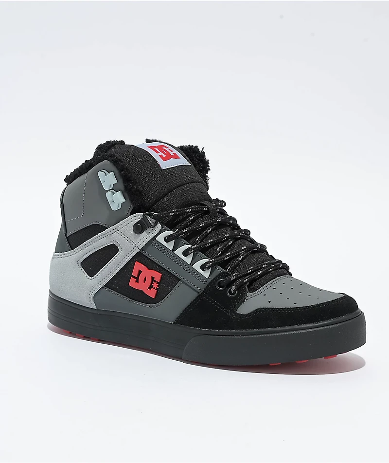 DC Pure Wc Wnt Black, Red, & Grey High Top Shoes