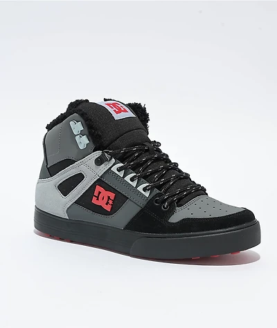 DC Pure Wc Wnt Black, Red, & Grey High Top Shoes