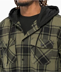DC Ruckus Green & Black Hooded Flannel Shirt